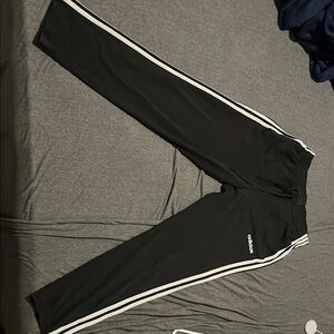 Adidas Black Track Pants with White Stripes